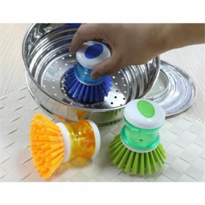 Scrub Kitchen wash tool and dishwashing brush for kitchen cleaning brush and Pot dish plastic brush with washing up liquid for self dispensing cleaning brush Soap dispenser brush