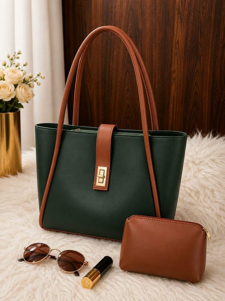 Premium Women’s Tote Handbag with Matching Pouch | Elegant Stylish Shoulder Bag | Spacious Ladies Fashion Purse for Office, Shopping & Daily Use
