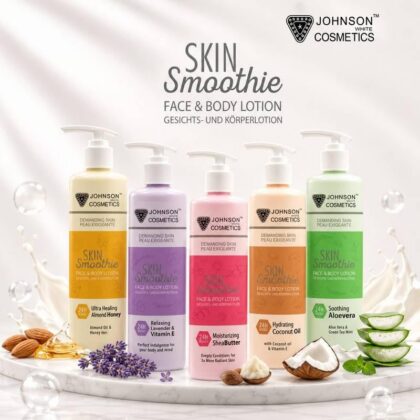 1PCs Johnson White Cosmetics Skin Smoothie Face & Body Lotion – 24H Moisturizing & Hydrating Body Lotion with Shea Butter, Lavender, Coconut Oil, Aloe Vera & Almond Honey – Multiple Variants