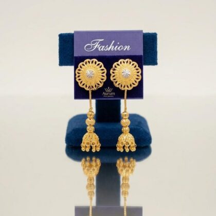 Women’s Gold Tone Long Jhumka Earrings with Floral Filigree Design | Traditional Indian Style Dangle Earrings for Women & Girls | Elegant Party Wear, Wedding & Festive Jewellery