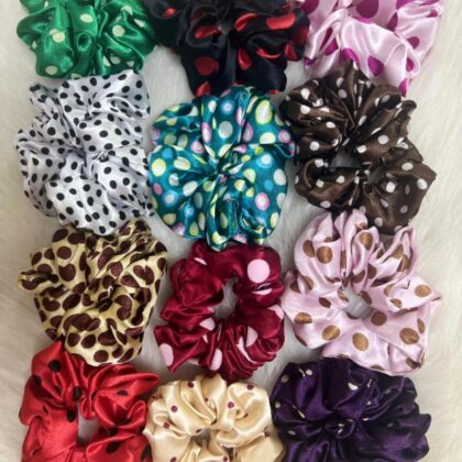 Pack of 12 Printed Satin Scrunchies for Women & Girls | Soft Fabric Hair Ties with Stylish Floral & Pattern Designs | Fashion Hair Accessories for Ponytails, Buns & Daily Use