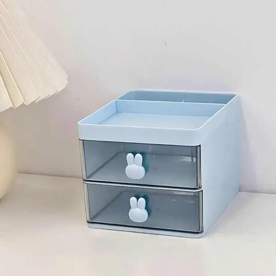Rabbit Desk Organizer Makeup and Stationery Storage Box with Drawers BPA Free