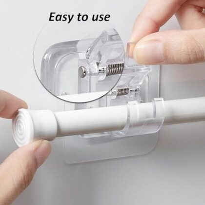 Pack of 2 Transparent PVC Adhesive Curtain Rod Hook