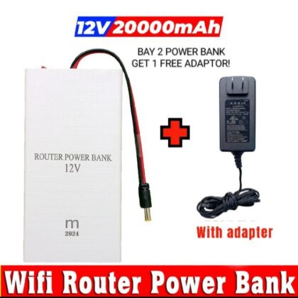 12v Power Bank with Free 12 volt 2 amp Adapter charger UPS Power Backup Bettry BackUp, For internet Router 200000amh