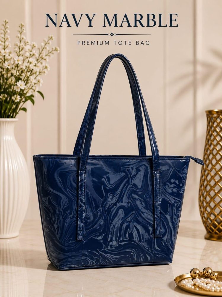 Luxury Women's Premium Tote Bag | Large Capacity Shoulder Handbag | Stylish Marble Pattern Leather Purse | Zipper Closure | Office, College, Shopping & Travel Bag | Dusty Mauve