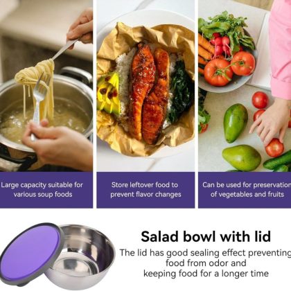 3pcs Bowl Set Stainless Steel Colourful