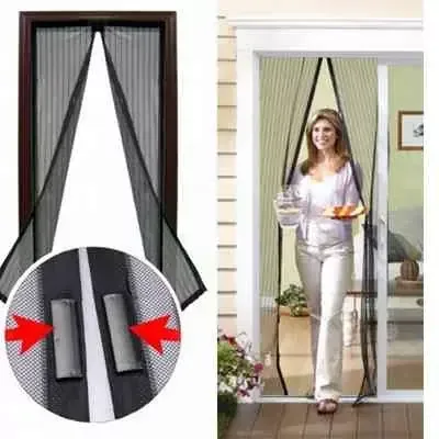 Magic Mesh Deluxe Hands Free Magnetic Screen Door Mesh Curtain Keeps Bugs Out