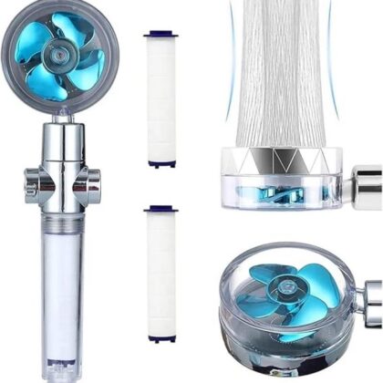Shower Head 360 Degree Rotation Water Saving Flow Turbofan Hydraulic Injection High Pressure Sprayer Bathroom Accessories