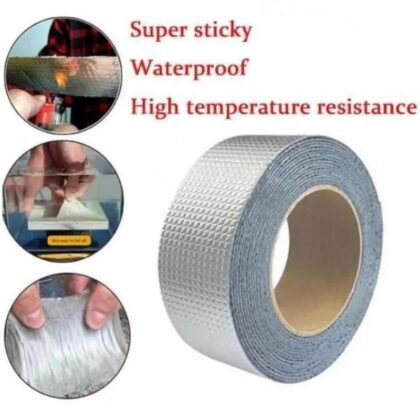 1.5m Super Strong Waterproof Butyl Aluminum Rubber Foil Tape Repair Adhesive Leak Proof Tape Seal for Surface Crack Pipe Rupture High Strength Double Side Adhesive Tissue Tape, Magic tape, Strong tape