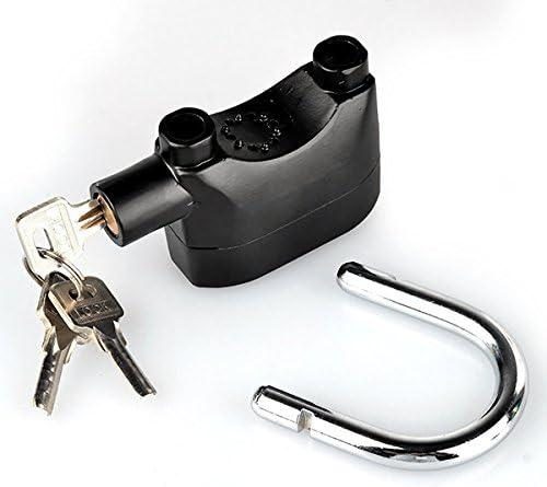Universal Security Alarm Lock System Waterproof Black Anti Theft Siren 110Dba Alarm Anti Padlock Thickened Shackle Padlock with 3 Keys 1Pcs Polished Finish