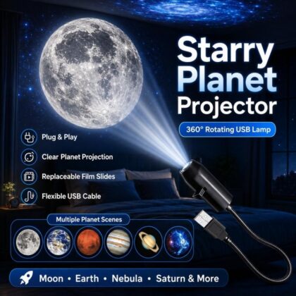 LED Planet Projector Lamp Featuring Planets with Interchangeable Images 360° Rotating