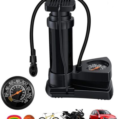High Pressure Foot Air Pump with Gauge Heavy-Duty Foot Bike Pump for Bicycle Ball Scooter Car Inflatable Toys Mini Pump
