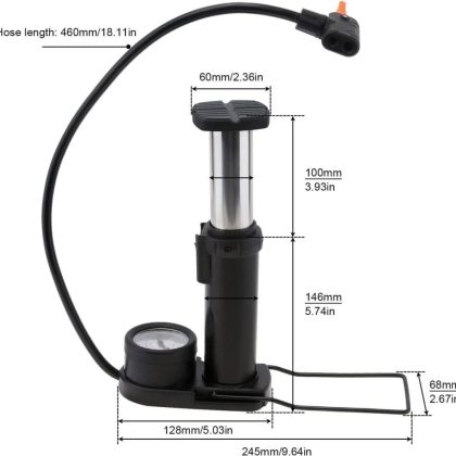 High Pressure Foot Air Pump with Gauge Heavy-Duty Foot Bike Pump for Bicycle Ball Scooter Car Inflatable Toys Mini Pump