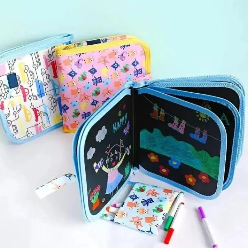 Baby Toys Set Painting Drawing Toys Black Board with Magic Pen Chalk Painting Coloring Book Funny Toy Kid Painting Blackboard