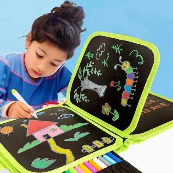 Baby Toys Set Painting Drawing Toys Black Board with Magic Pen Chalk Painting Coloring Book Funny Toy Kid Painting Blackboard