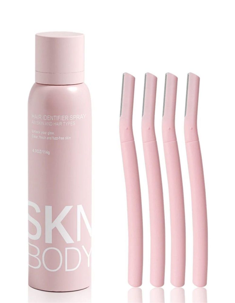 Hair Identifier Spray With 4 Razors or Face Shaving Moisturizing and Skin Care Dermaplaner Spray Glow Reveal Face Spray for Face Dermaplaning