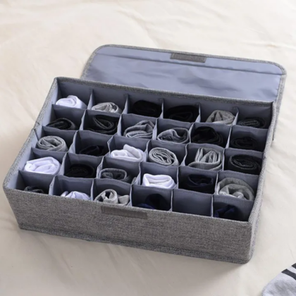 24 Grids Underwear Socks Storage Organizer With Foldable Closet Drawer Divider