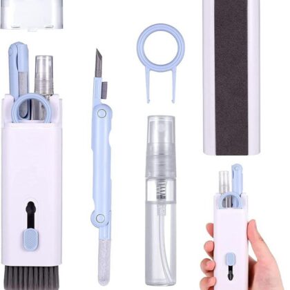 7 In 1 Computer Keyboard Cleaner Brush Kit Earphone Cleaning Pen for Headset Phone Cleaning Tools Black