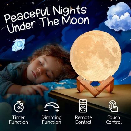 3D Moon Lamp 7Colour15 cm Changeable Sensor for Bedroom Touch Moonlight Lamp with Stand USB for Bedside