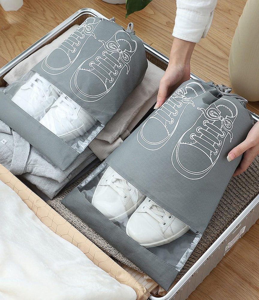 Printed Woven Shoe Front Transparent Pouch