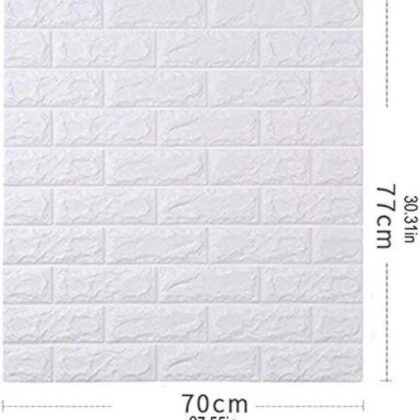 3D Brick Wall Stickers, Self Adhesive Wallpaper Foam Sheet, PE Foam High Quality Brick Wallpaper, Sofa Background Wall Décor, Peel and Stick 3D Art Wall Brick Room Panels for TV Walls – White – 70*77cm