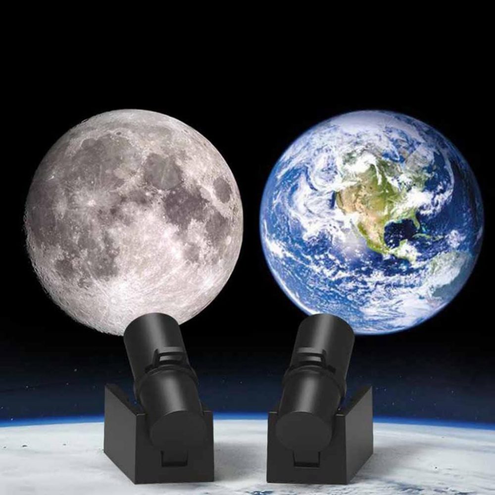 2 in 1 Rechargeable LED Portable Earth Moon Lamp Projector Night Light Set for Bedroom Living Room Wall