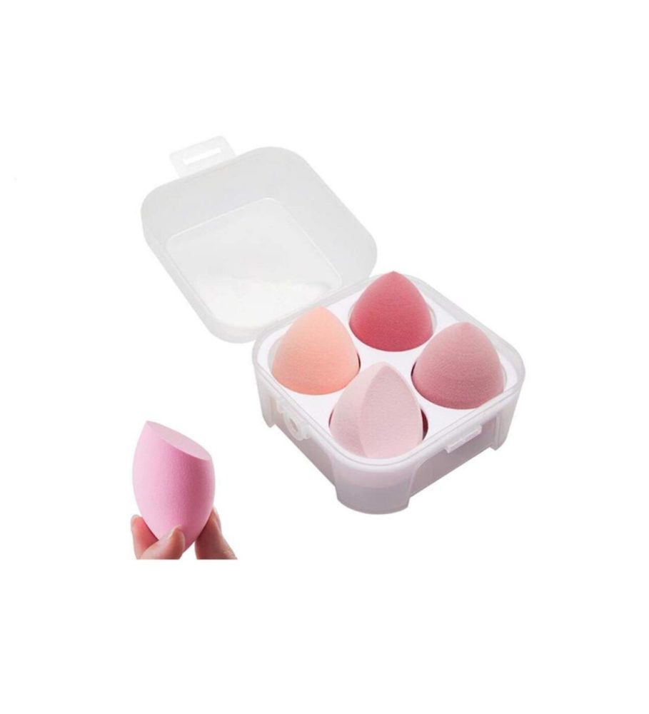 4PCS Makeup Sponge Blender Set Professional Beauty Sponge Foundation Blending Blender with Egg Case Makeup Puff Flawless for Cream Powder