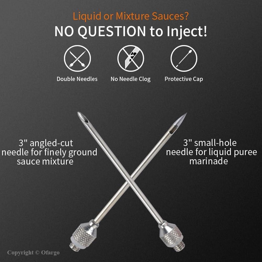 Meat Injector Syringe - for BBQ Grill Premium Portable Turkey Injector kit for Smoker Marinades Injectors for Meats