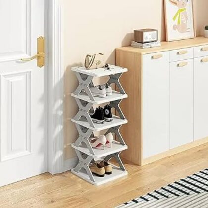 5Layers Stackable Vertical Space Saving Shoe Storage Rack Bookshelf Organizer