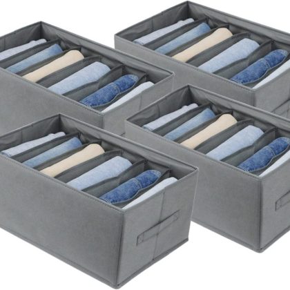 6 Grid Jeans and Clothes Organizer Foldable WardrobeLarge Drawer Organizer for Folded Clothes