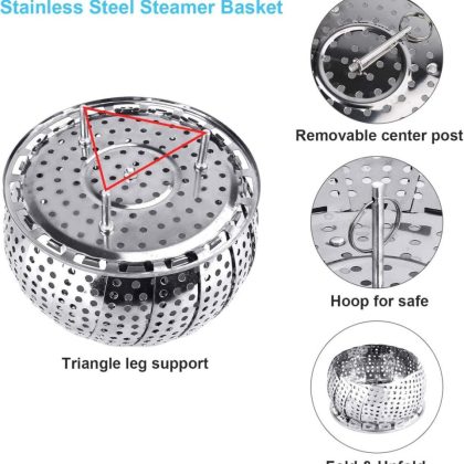 Food Steamer Collapsible Expandable Steamer Insert for Vegetables, Dumplings & Food Cooking