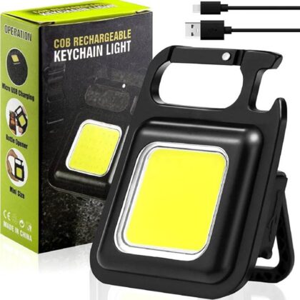 Pocket Flashlight Mini Keychains Work Light New Portable USB LED Rechargeable Outdoor Camping Corkscrew