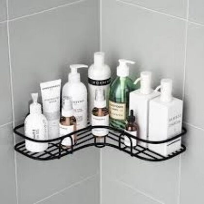 High Quality Bathroom Kitchen Punch Corner Frame Shower Shelf Wrought Iron Shampoo Storage Rack