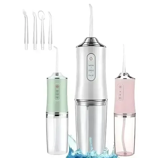 Portable Electric Oral Irrigator Rechargeable Dental Water Jet Cleaner for Fresh Breath Tooth for Deep Gum & Teeth Cleaning 4 Nozzles 3 Modes