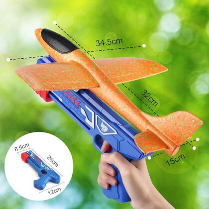 Airplane Launcher Toy Foam Throwing Glider Plane with Catapult Gun Indoor Outdoor Shooting Game for Kids