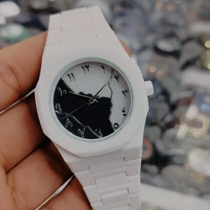 Black Design Dial and White Color Aura Watch