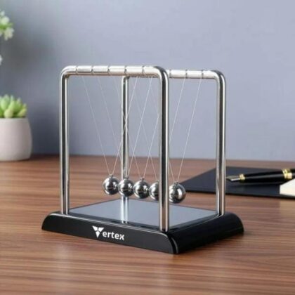 Sealive Newton's Cradle Large Heavy Duty Steel Balls with deep black Base for Office Desk & home Decor, STEM Learning, Teachers & Science Lovers, with Steel Balls, Stable black Base, Tangle-Free Assembly
