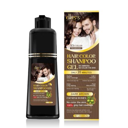 Chirs hair color shampoo gel dark brown&black
