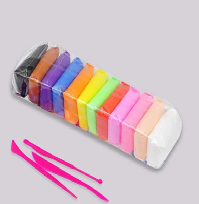 Clay Foamic Soft Polymer Pack of 12 Pcs For Kids with Free Tools
