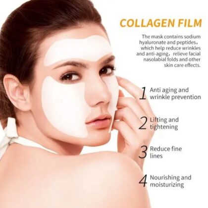 Collagen Dissolving Mask Film For Korean Glass Skin Paper Soluble Facial Mask Face Skin Cheek Sticker Forehead Patch Smile Lines Patches Anti-aging Wrinkles Remover