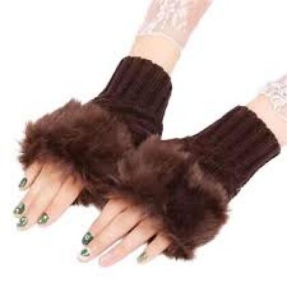 Women Gloves Plush Faux Knitting Wool Keep Warm Fashion Short Mitten Fingerless Girl Half Finger Winter Warm Glove