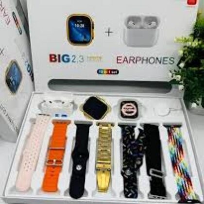 I20 Ultra Max With AirPods Bonus |10 in 1 Smartwatch Bundle 2.3 Inch Large Screen 10 Straps