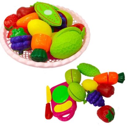 Vegetable and Fruit Basket Fruit Cutting Set for Kids Plastic Fruit Play Set