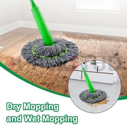 Green Twist Mop 2 in 1 Dehydrated Floor Cleaning mop Microfiber Cleaner Wet and Dry Mopping