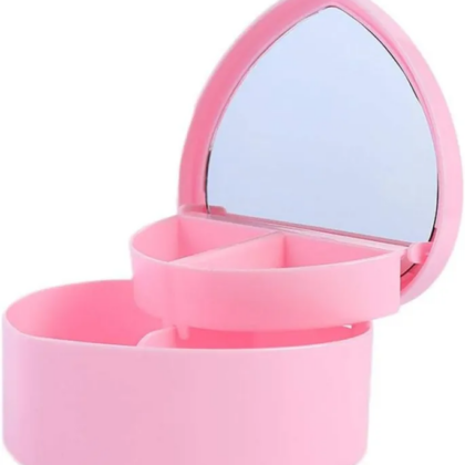 Heart Shape Cute Princess Jewellery Box for Baby Girls Makeup Box with Mirror for Girls