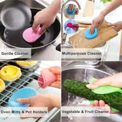 Silicone Scrubber Silicone Sponges Multipurpose Kitchen Scrub Brush for Dish Pot and Veggies