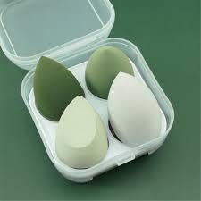 4PCS Makeup Sponge Blender Set Professional Beauty Sponge Foundation Blending Blender with Egg Case Makeup Puff Flawless for Cream Powder