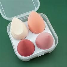 4PCS Makeup Sponge Blender Set Professional Beauty Sponge Foundation Blending Blender with Egg Case Makeup Puff Flawless for Cream Powder