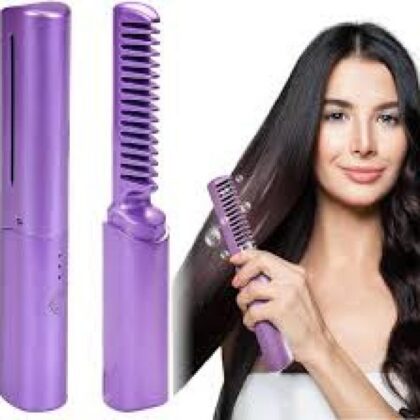 Cordless Comb Hair Straightener Brush Anti Scald 70Mins Long Battery Life USB Rechargeable Hot Comb Hair Straightener for Home Travel