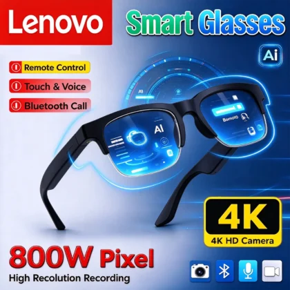 Lenovo AI Smart Glasses Remote Control Touch Voice Assistant Translation Bluetooth Call Music Playback Video Recording Smart Sun